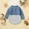 Dompers Beqeuewll Beaby Boys Winter Sweater Dompers с длинным рукавом контрастный цвет кнопку кнопки вязаный плей-костюм Детский свитер в течение 0-18 месяцев 230831