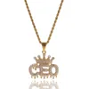 Mens Crown CEO Lettres initiales Pédant Chaîne cubaine Collier en acier inoxydable personnalisé Or Diamant Bling Diamant Hip Hop Bijoux226M