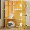 Porte-chats moderne Transparent Cage maison intérieure libre grand espace Villa avec toilettes fournitures pour chiens de compagnie