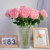 Flores decorativas 10 piezas de seda redonda rosa falsa decoración de la sala de estar del hogar ramo de flores artificiales decoración del banquete de boda floral