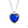 Colares Pingente Romântico O Coração Do Oceano Colar Para Mulheres Azul Forma De Cristal Vermelho Com Amantes Gemstone Titanic Jóias Drop Deli DHP48