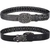 Cinturones 3.8 cm Vintage Metal Cinturón Hebilla Hombres Remache Top Calidad Grueso Cuero Real Ceinture Homme Punk Male Strap Wide S