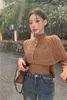 Women's Sweaters Vintage Button Tight Mock Neck Knited Women 2023 Winter Autumn Korean Fashion Knitwear Solid Tops Clothes Pullover