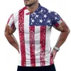 Men's Polos American USA Flag Print Casual Polo Shirts July 4th T-Shirts Short Sleeve Graphic Shirt Summer Streetwear Oversized Tops Gift