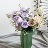 Dekorativa blommor 30 cm rosrosa Silk Peony Artificial Bouquet 5 Big Head Bud Fake For Home Wedding Decoration Indoor Party Decor