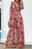 Casual Dresses Black Floral Print Ruffle Tiered Maxi Long Dress Women Sexig Sling Fashion Party Club Ladies