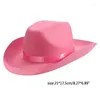 Berets biały elegancki kapelusz cowgirl z welonową panną młodą ślubną POD COSTS Summer Outdoor Women Western Cowboy 2piece