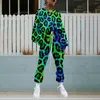 Pantalon de deux pièces pour femmes 2pcs / set femmes top léopard taille élastique survêtement pull pantalon lâche 3D impression numérique ensemble streetwear