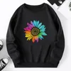 Kadın Hoodies Ayçiçeği Baskı Hoodless Moda Sweatshirts Harajuku Sweatshirt Kazak Kazak Yuvarlak Boyun Kıyafetleri Moletom