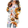 Camisola feminina halloween cardigan moda abóbora animal gato impressão jaqueta manga longa casaco feminino outono inverno roupas 230831