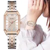 Wristwatches 2023 Women's Watch Casual Fashion Steel Band Zircon Rectangle Quartz For Women Roman Numerals Wristwatch