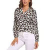 Blusas de mujer Blusa de guepardo gris Estampado de leopardo de acuarela Camisa casual de manga larga con estampado Kawaii para mujer Ropa extragrande de otoño