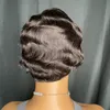 Malaio Peruano Indiano Cor Natural 100% Raw Virgin Remy Cabelo Humano Pixie Curly Cut Peruca Curta Com Mulheres Negras