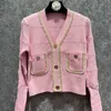Contrasterende kleur dames slanke jas mode gebreid vest met lange mouwen jas van hoge kwaliteit blouse stijlvolle trui tops