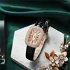 Horloges 5-delige set luxe horloge dames ring ketting oorbellen horloges lederen band cadeau dames quartz horloge geen doos