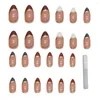 Faux ongles pointe artificielle Gel imperméable faux couverture complète tête pointue pressions pour bricolage Nail Art 24 pièces portable