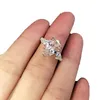 INS Top Sell Sparkling Large Diamond Ring Luxury Jewelry 925 Sterling Silver Water Drop White Topaz Gemstones Women Wedding Band R6757306