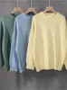 Kadın Sweaters Büyük Boy Knited Sweater Kış Sarı Renk Külepleri Gevşek Kırışın Kalın Jumper'lar