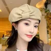 Beretti 2023 Cotton for Women Sweet Bow Top Artist Cappello Autumn Inverno Street Girl