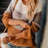 Maglioni da donna Autunno Inverno soffice maglione lavorato a maglia in mohair donna manica lunga patchwork pullover da donna a righe oversize