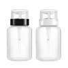 Nail Gel 2pcs 200ml Polish Remover Press Bottles Empty Lockable Pump Dispenser (Black Neck And White Bottle)