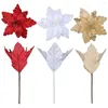 Decorative Flowers Shimmering Holiday Decor Festive Artificial Flower Ornaments For Christmas Tree Decoration Long-lasting Shiny Fake Xmas