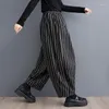 Pantaloni da donna 2023 arrivo stile coreano stampa a righe vita alta autunno Casual moda di strada donna primavera gamba larga