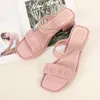 Slippers Summer Women Casual Modern High Heels Fashion Solid Color Ladies Shoes Low Heel Square Head Woman Sandals Light Slipper