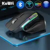 Myszy Kuwfi ładowna bezprzewodowa mysz myszy myszy 2,4G Bluetooth Mauzy ergonomiczne na laptop 4000dpi 9 przycisk RGB myszy 230831