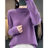 Women's Sweaters Sweater Half High Neck Pullover Long Sleeve 23 Autumn/Winter Bamboo Joint Pure Wool Loose Versatile Knitted Top