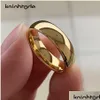 Pierścienie zespołowe klasyczny złoty kolor pierścienia z węglika wolgiałowa kobiety mężczyzn darem zaręczynowe biżuteria Dome Polerowane grawerowanie 210713 Drop dostawa dhxvo