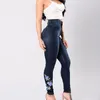 Jeans femininos bordados 2023 cintura alta pé pequeno slim fit calças jeans exclusivas