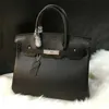 Handtasche echtes Leder Bk Platinum Frauenbeutel Lychee Getreide Top -Schicht Kuh Silber Schnalle Einzelschulter -diagonales Kreuz 25 Einkaufstaschen