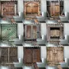 Shower Curtains Wooden Door Printing Shower Curtains Bathroom Curtain Set Rusty Iron Doors Bath Mat Cover Rug Non-slip Carpet R230831