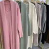 Vestidos casuais básicos estilo preguiçoso camisola de malha com suspender casaco de cardigan feminino terno outono inverno sólido grosso camisola de duas peças conjunto feminino 230831