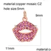 Uroks usta do biżuterii Making BK DIY kolczyki Naszyjnik Lucky Gold Rose Charm Akcesoria metalowa miedź Cz 5 mm do dziur