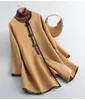OC00260 # Casaco de lã feminino leve casaco de caxemira de luxo comprimento médio outono/inverno gola redonda jaqueta de tweed de lã