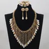 Necklace Earrings Set Magnificent Champagne Crystal Design Nigerian African Wedding Bridal/Women Beads Jewelry ANJ189