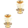 Держатели свечей 2 ПК сплав держатель настольный орнамент винтажные свадебные предметы Декор Tin Lotus Retro Style