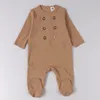 Rompers Baby Rompers Cotton Ribled Cidse одежда с длинными рукавами детские комбинезоны золотые пуговицы детские мальчики для мальчиков одежда для девочек ноги 230831