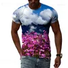 Herren T-Shirts Sommer Männer und Frauen Wunderschöne Blumengrafik T-Shirts Modische Freizeit Persönlichkeit 3D-Druck O Zusammengeklappte kurze Ärmel. T230831