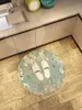 Minimal Floral Print Pattern Round Pink Flowers Area Rugs Large Anti Slip Carpet for Living Room Decor Rugs for Bedrooms Doormat HKD230829