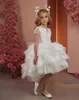 Robes de fille robe à fleurs blanc scintillant jupe en Tulle superposé mariage élégant première fête d'anniversaire eucharistique de l'enfant