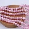 Loose Gemstones Wholesale 5-6mm Freshwater Pearl Dyed Pink Color Side Hole Baroque Beads Pearls Strands