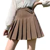 Skirts 2023 Women Pleated High Waist A-Line Female Plaid Skirt Brown Gothic Woman Mini Preppy Style Ladies Short