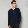 Chandails pour hommes automne col en V mince pull en laine Style classique couleur unie affaires pull décontracté vêtements de marque masculine 230830