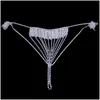 Outros Stonefans Colorf Crystal Body Chain Jewlery Y Underwear Set para Mulheres Tassel Strass Bra e Thong Bikini Swimsuit T200507 Dr Dhnwt