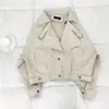 Giacca corta da donna in pelle primaverile 2023 da donna moda allentata casual a maniche lunghe verde militare capispalla sintetico da donna basic