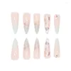 False Nails Long Pointed Nail With Gradient Glitter Powder Inlaid Diamond Wearing Inset Style European And American Patch
