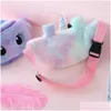 Mochilas de pelúcia Ups Cute Childrens Fanny Pack Meninas Saco de Cintura Brinquedos Cinto Gradiente Cor Peito-Bag Cartoon Coin Bolsa Viagem Peito Dro Dhwax